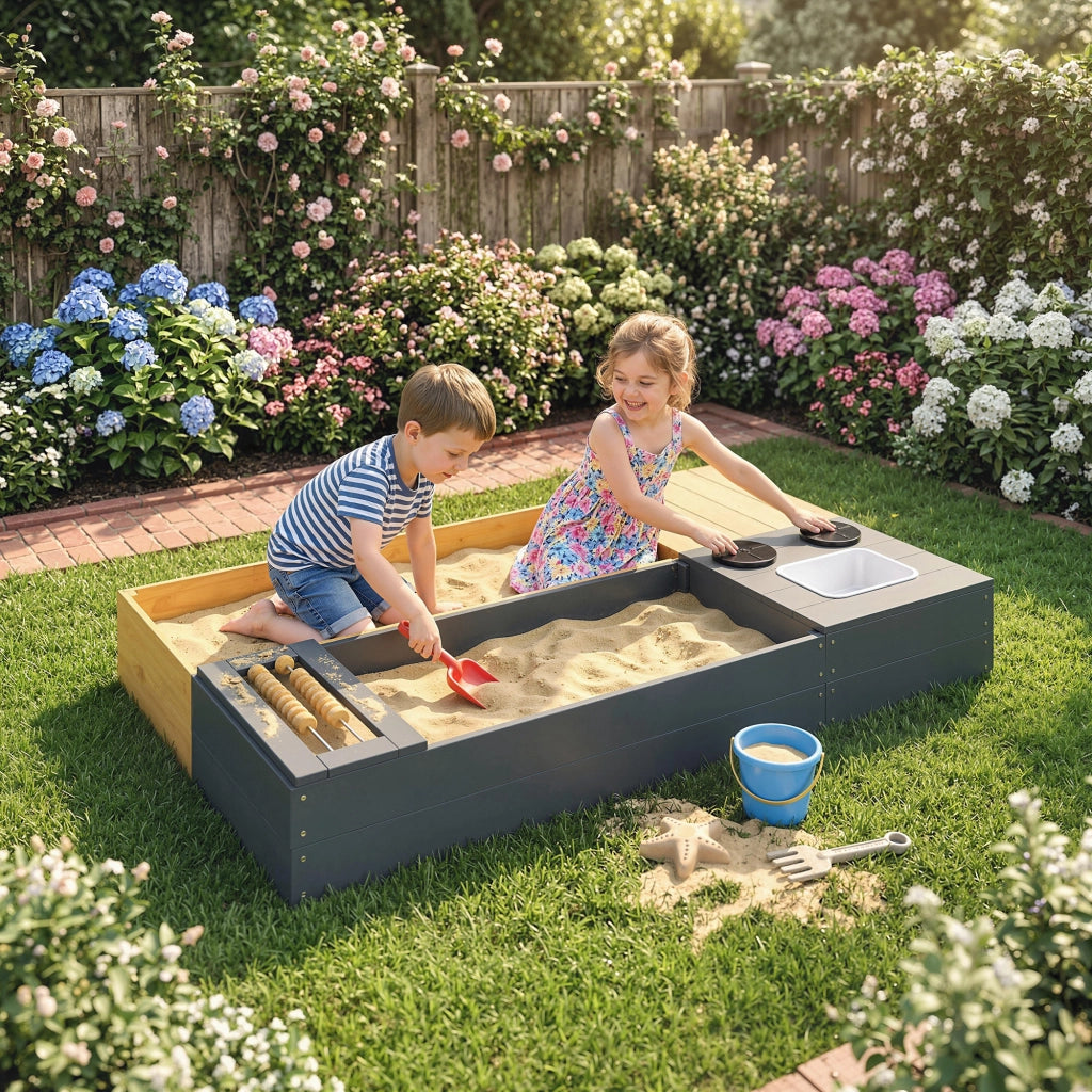 Sandbox 2 Pezzi con Sedia e Lavabo ¨C Minimal ¨C Legno 150x90cm Giallo