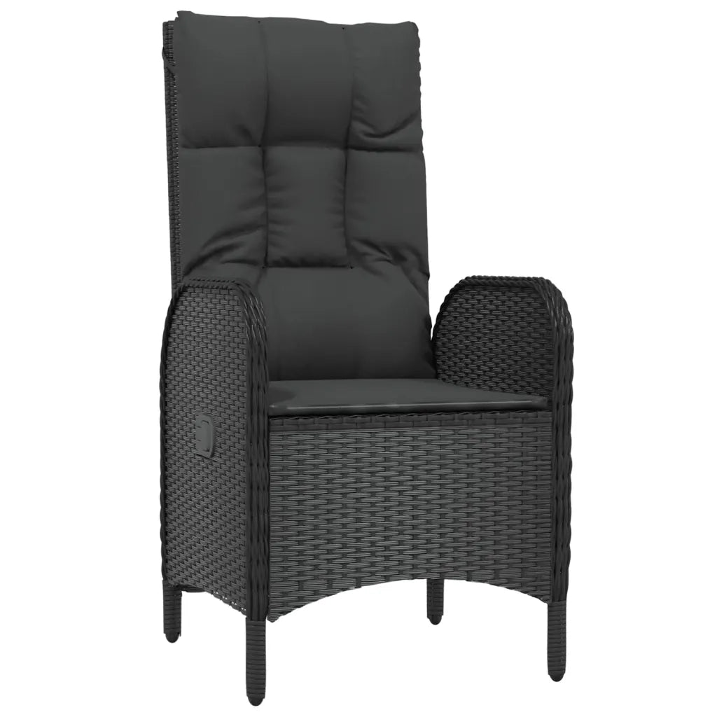 Set da Pranzo da Giardino 3 pz con Cuscini Nero in Polyrattan 3185068