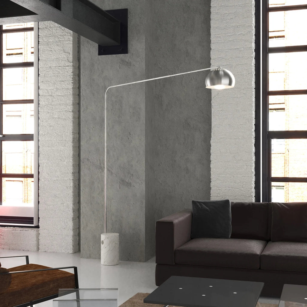 Piantana Contemporanea Corner Marmo Alto Bianco Metallo Cromo 1 Luce E27