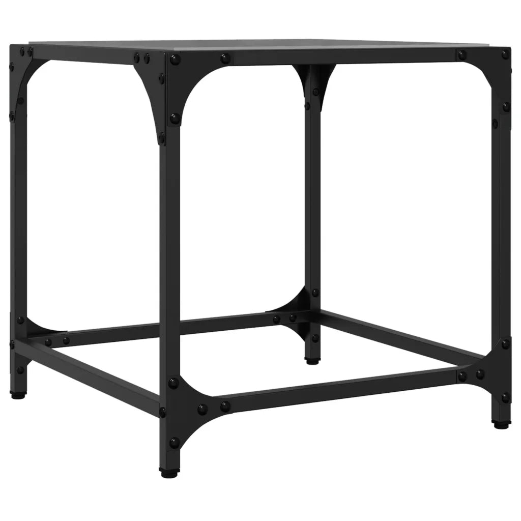 Tavolini da Salotto con Piano Vetro Nero 2pz 40x40x40cm Acciaio 845961