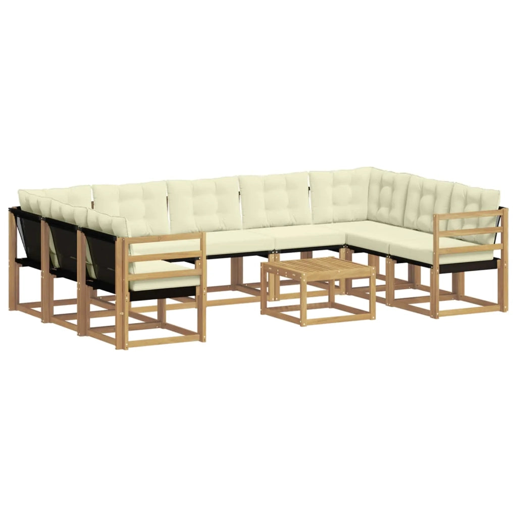 Set di divani da esterno 10 pz Bianco e Crema 3389872