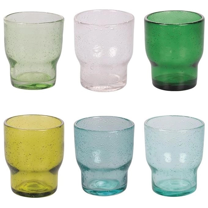 Villa d'Este Home Tivoli 5919671 Unico Set 6 Bicchieri Acqua in Pasta di Vetro 325 ml Effetto Bolla colore Greenery