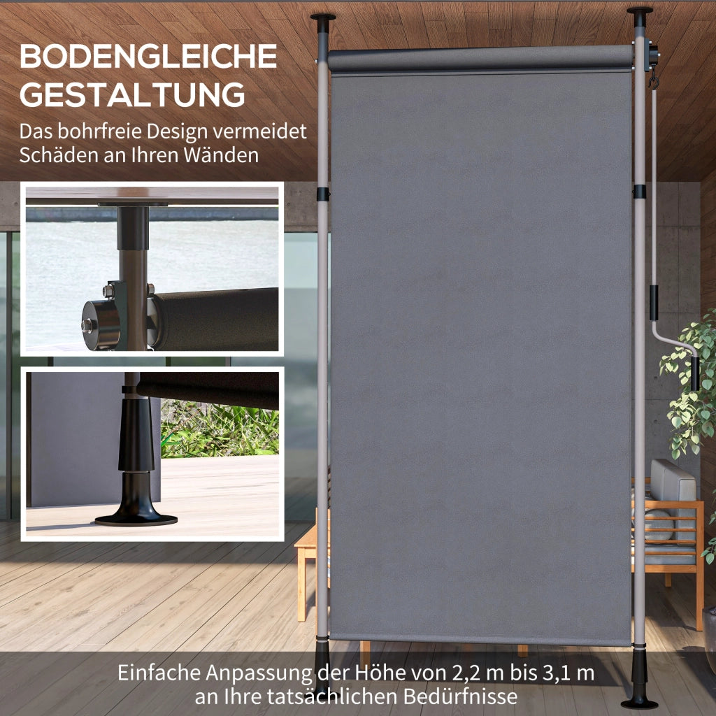 Tende verticali a rulli per balcone 150 x 220-310cm con manovella tessuto poliestere impermeabile e paravento grigio scuro garantisce privacy per balcone e giardino