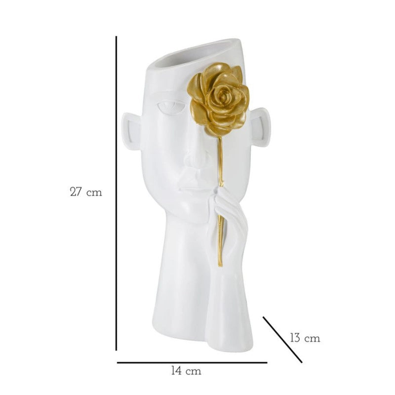 Vaso Face Con Fiore cm 14x13x27