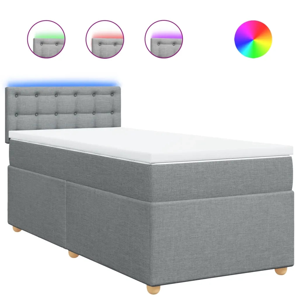 Letto singolo | Letto per adulti | Giroletto a Molle con Materasso Grigio Chiaro 80x200 cm Tessuto