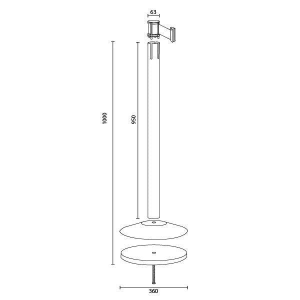 Colonnina Segnapercorso Tendinastro acciaio nastro giallo