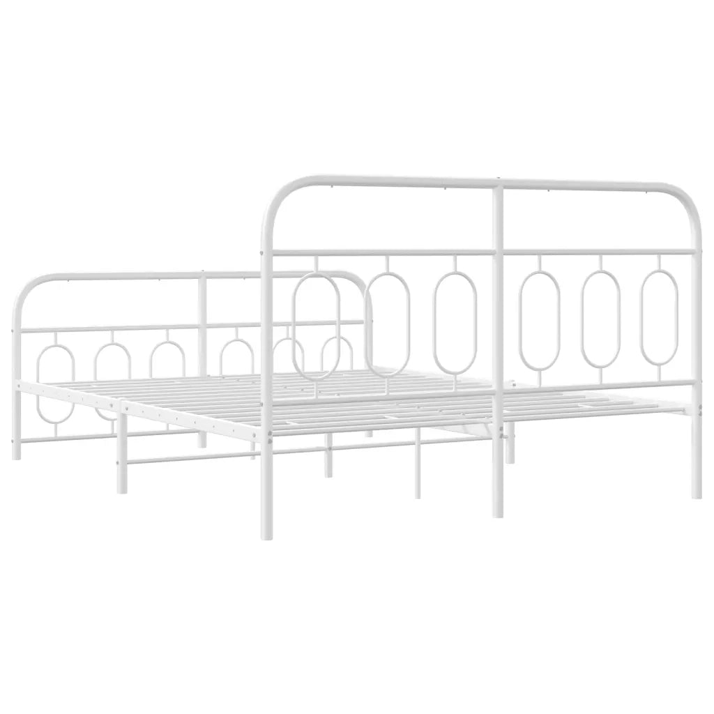 Letto matrimoniale | Letto per adulti | Giroletto con Testiera e Pediera Metallo Bianco 150x200 cm