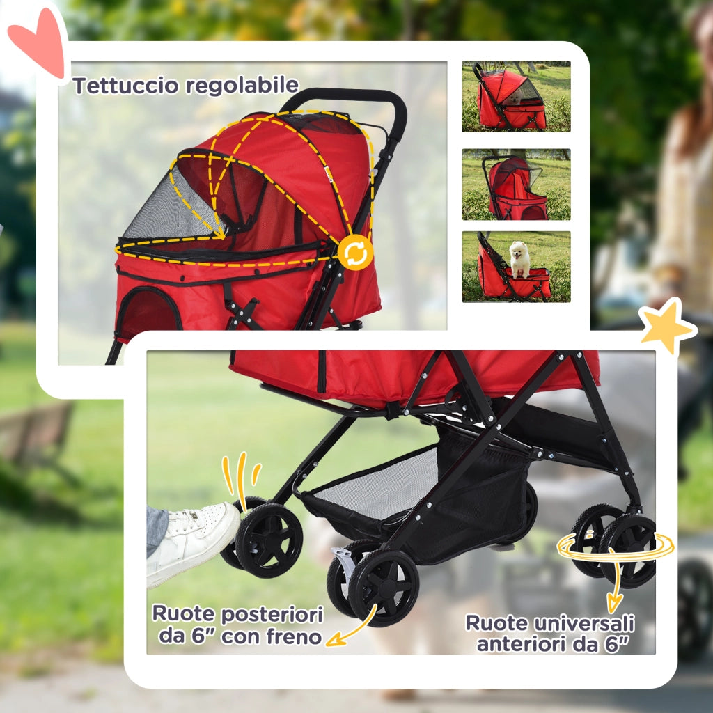 Trasportino per Cani Pieghevole ¨C Minimal ¨C 76.5x52x95cm Rosso