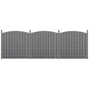 Recinzione frangivento/schermo per la privacy in legno composito WPC 3 pezzi semicircolare arrotondata 185 x 562 cm grigio 03_0006595