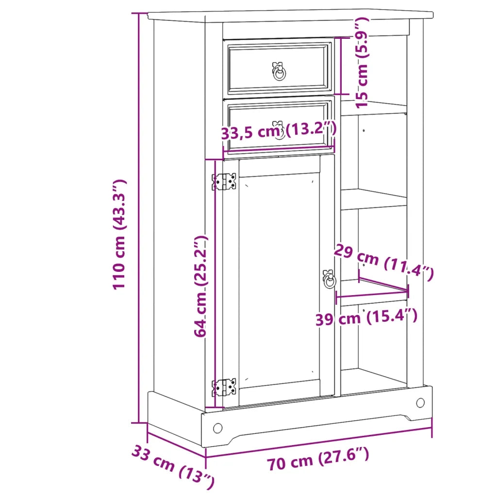 Mobile da Bagno | Armadio da bagno Corona 70x33x110 cm in Legno Massello di Pino