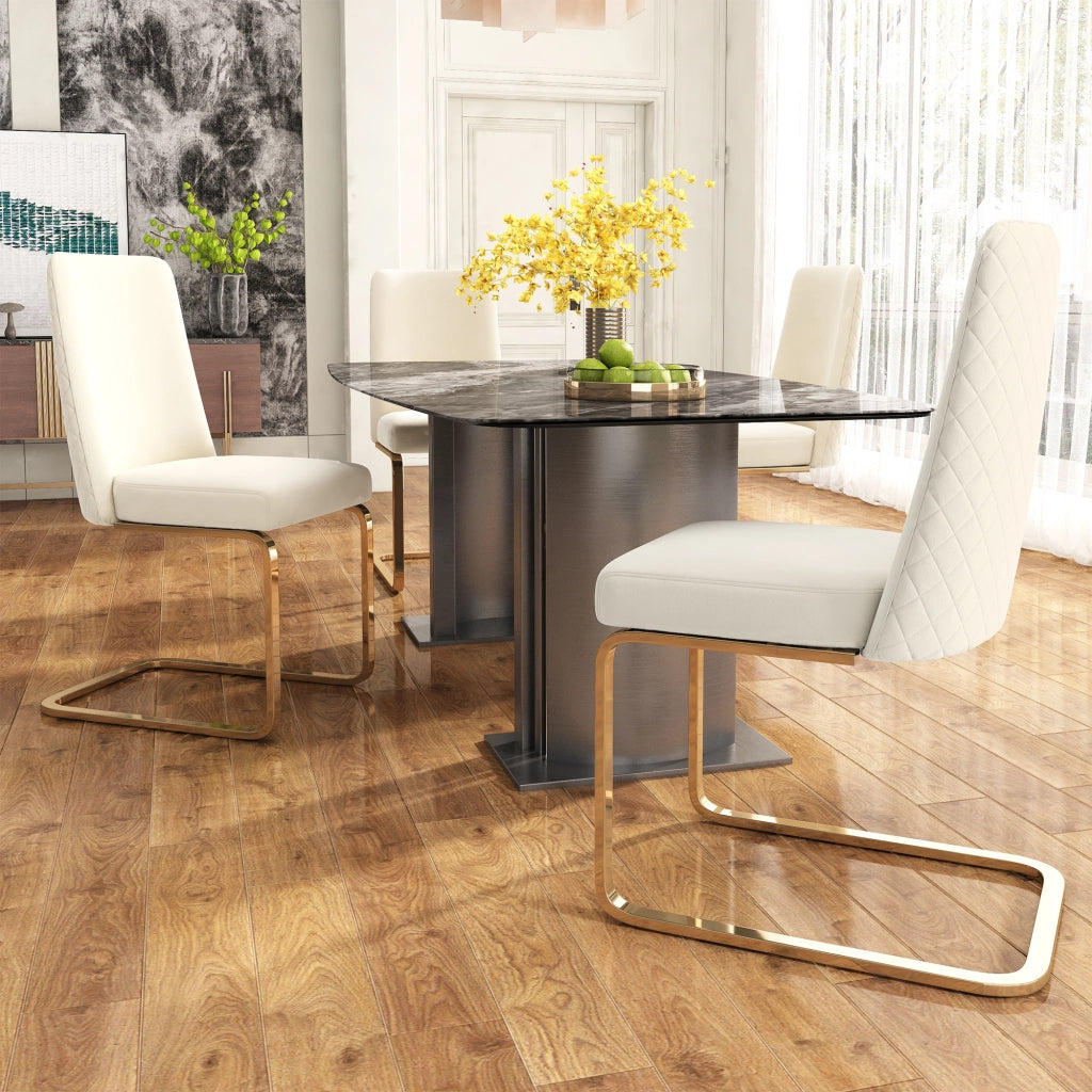 SEDIA da pranzo in velluto beige, set da 6 pezzi