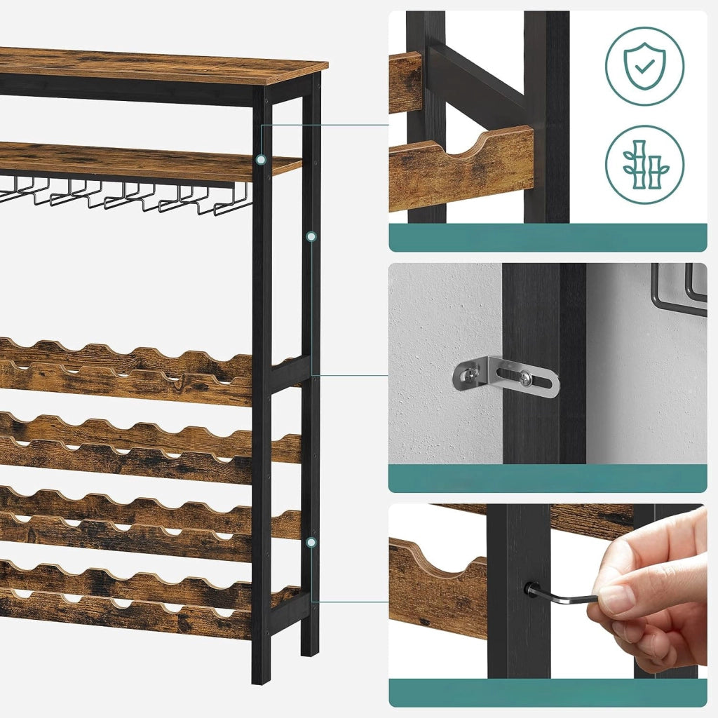Portabottiglie VALORA, stile loft rustico marrone per 24 bottiglie KWR028B01