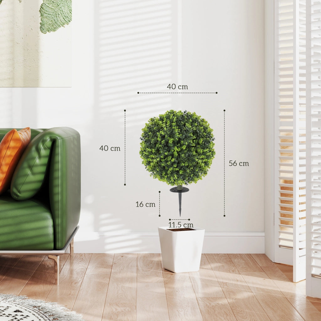 Set 2 Piante Artificiali Bosso ¨C zephmum ¨C Verde, 40 cm