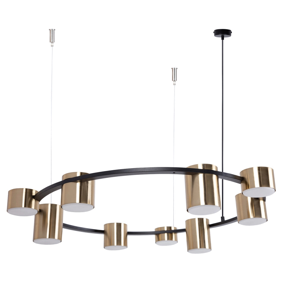 Lampada a sospensione nera oro 9 spot anello Ø72 Sigma