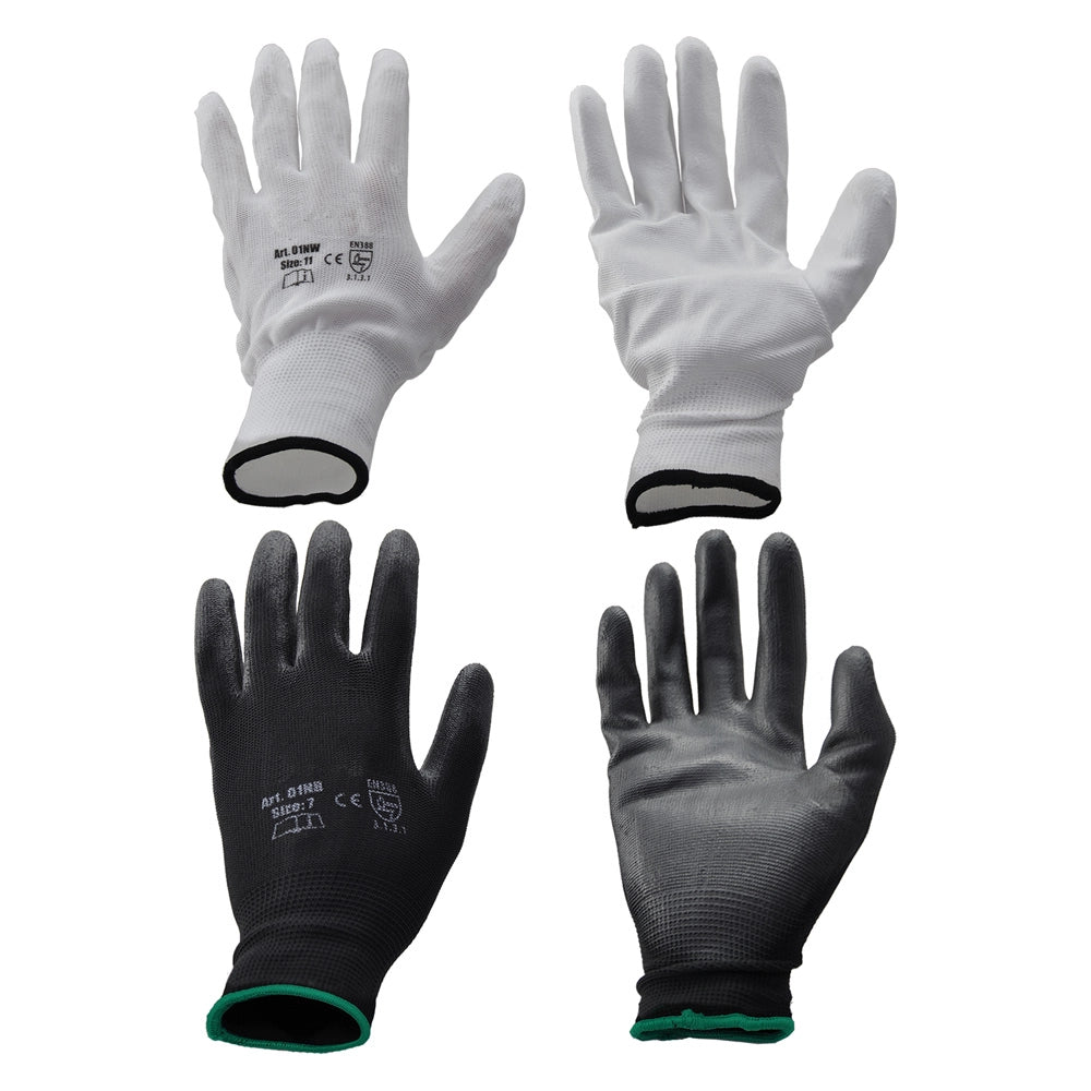 12coppie guanti poliestere / poliuretano tg. 7 - palmo nero cod:ferx.1067740nlm