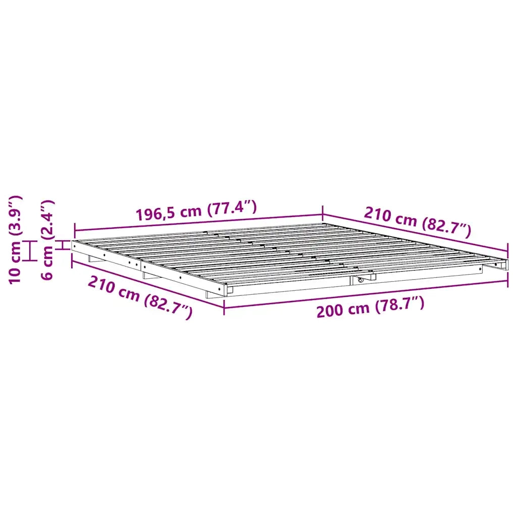 Struttura del letto-Giroletto-Rete del Letto Bianco 200 x 210 cm Pino massello 927513