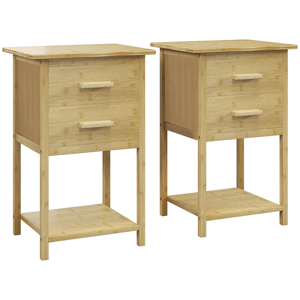 Comodino con 2 cassetti ¨C Xylo ¨C bamb¨´ naturale, 40x34x60 cm