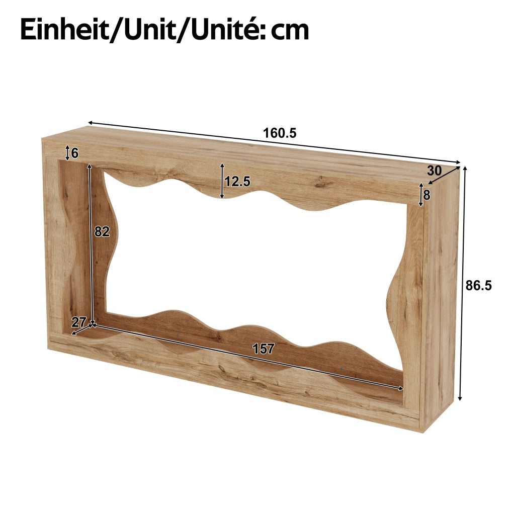 Consolle a 2 ripiani con struttura aperta per ingresso e soggiorno in truciolare 160.5×30×86.5 cm naturale