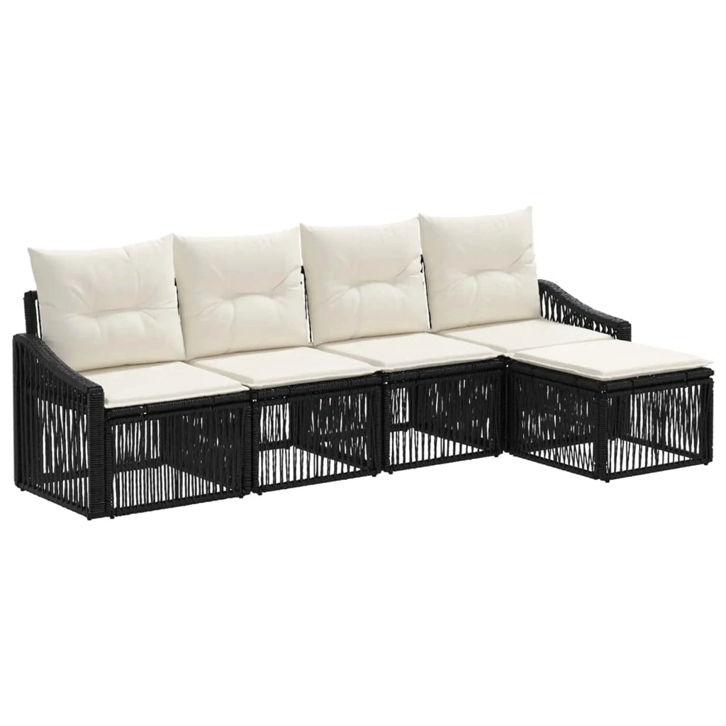 Set Divano da Giardino 5 pz Nero polyrattan 3435991