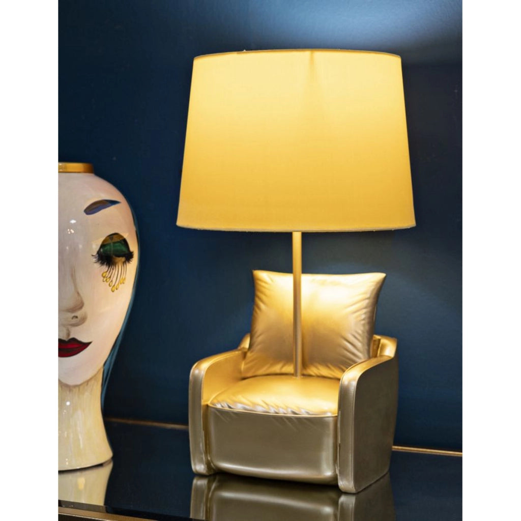 Lampada da Tavolo Poltrona, Oro, Poliresina, 26x26x46 cm