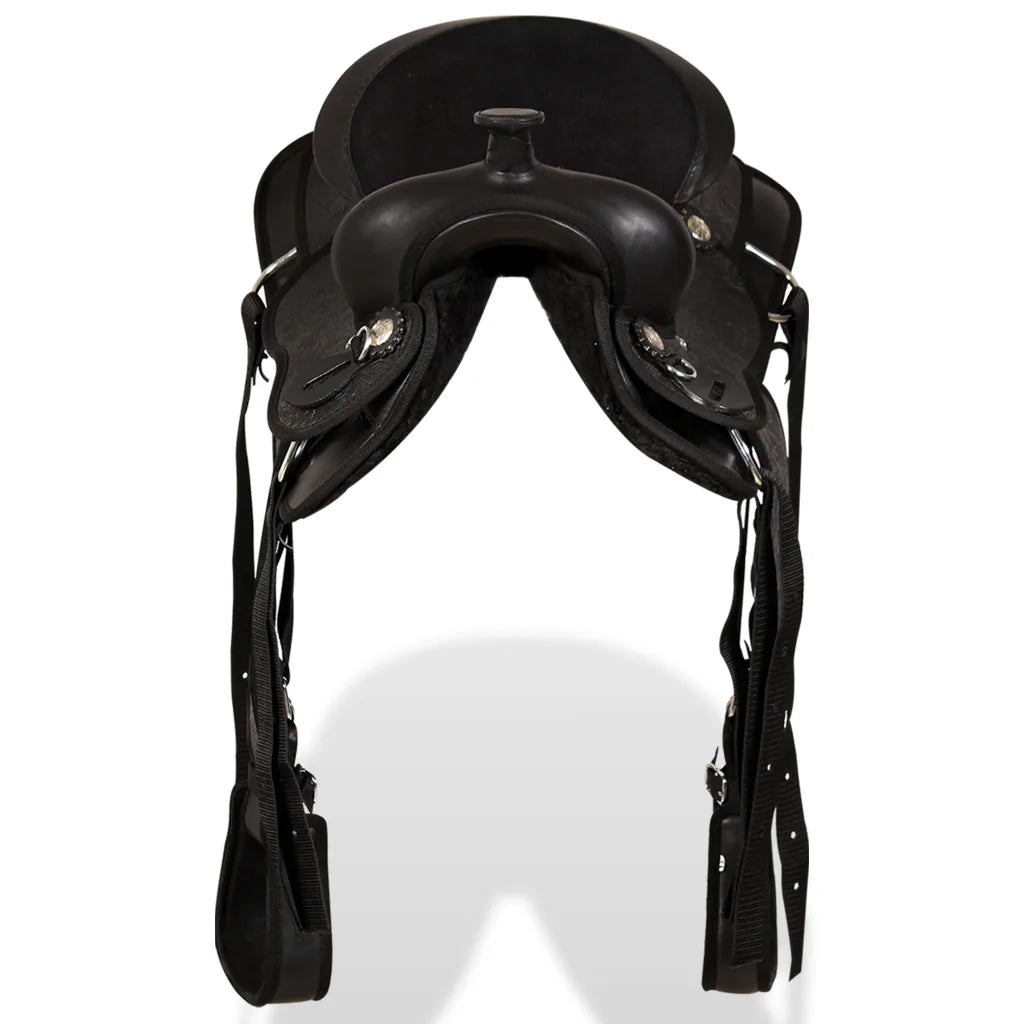 Sella Western Testiera e Pettorale in Vera Pelle 12" Nero 91355