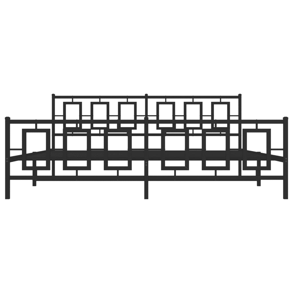 Giroletto con Testiera e Pediera Metallo Nero 193x203 cm 374265
