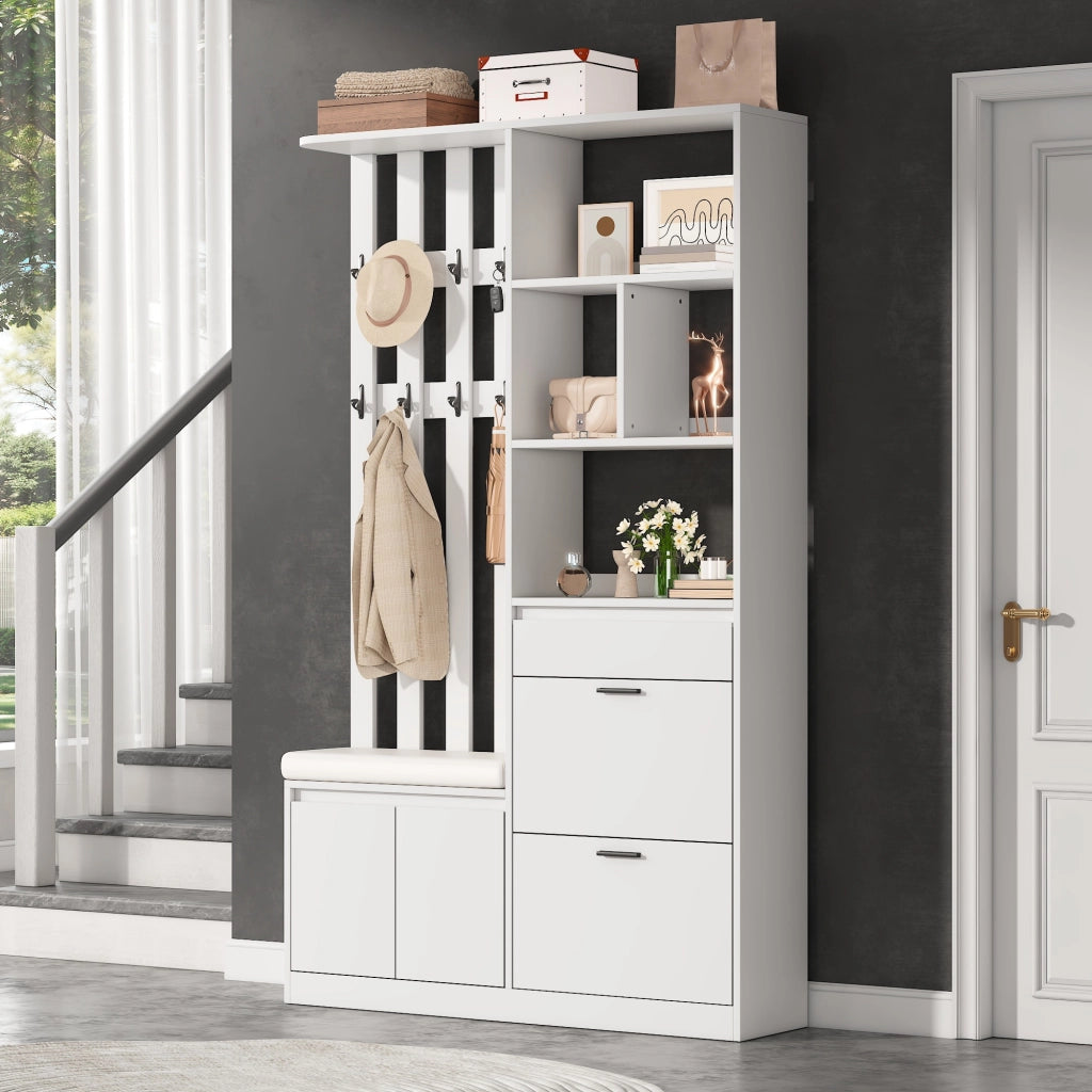 ARMADIO DA INGRESSO 120x30x200 cm in MDF bianco