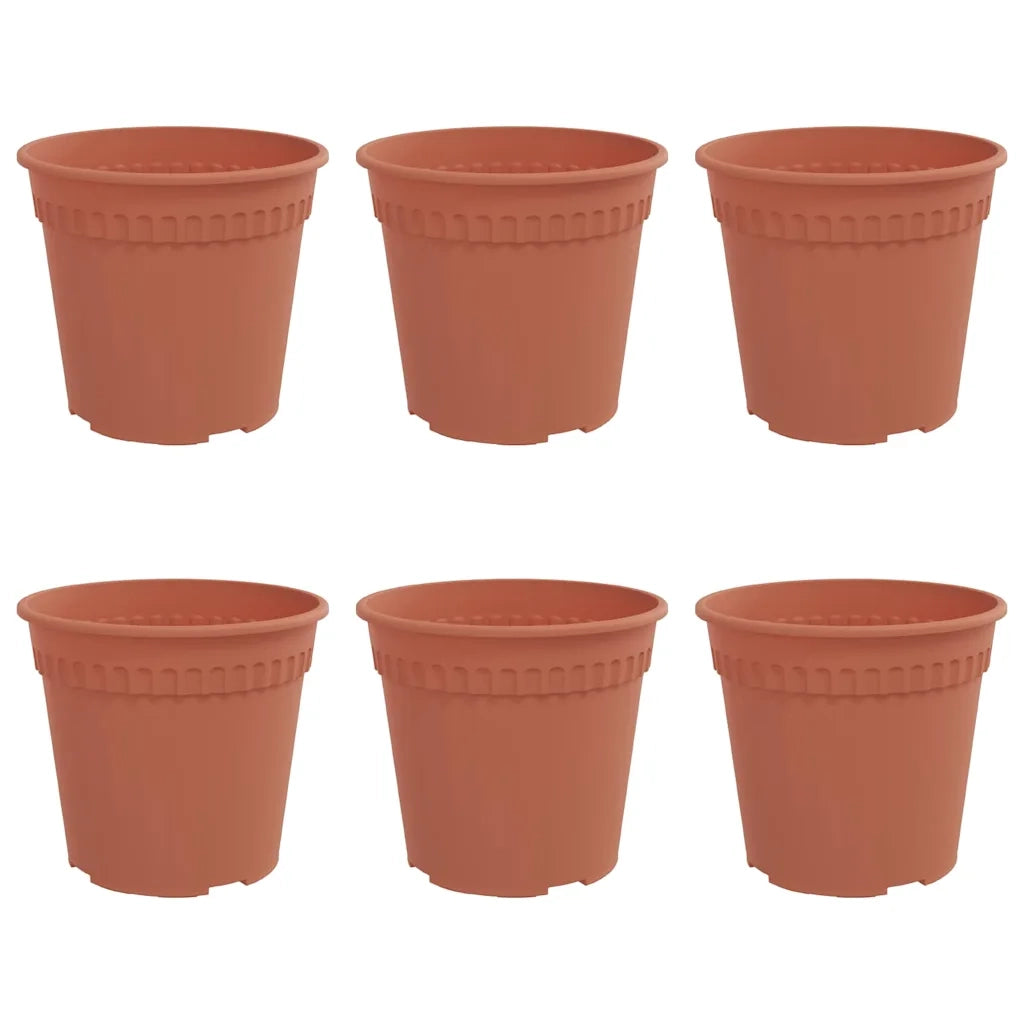 Fioriere | Cassetta per fiori | Vaso Rotondo per Fiori 6 pz Rosso Mattone ? 19 x 16 cm
