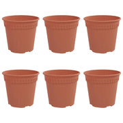 Fioriere | Cassetta per fiori | Vaso Rotondo per Fiori 6 pz Rosso Mattone ? 19 x 16 cm