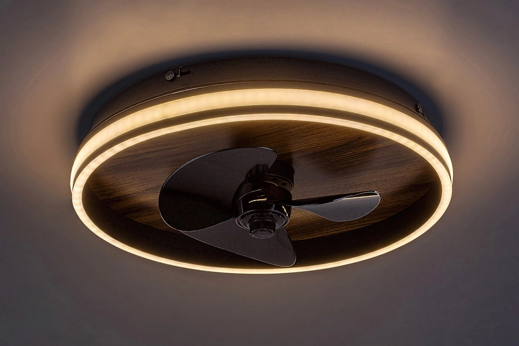 Ventilatore plafoniera LED dimmerabile Faustine 71016 nero legno