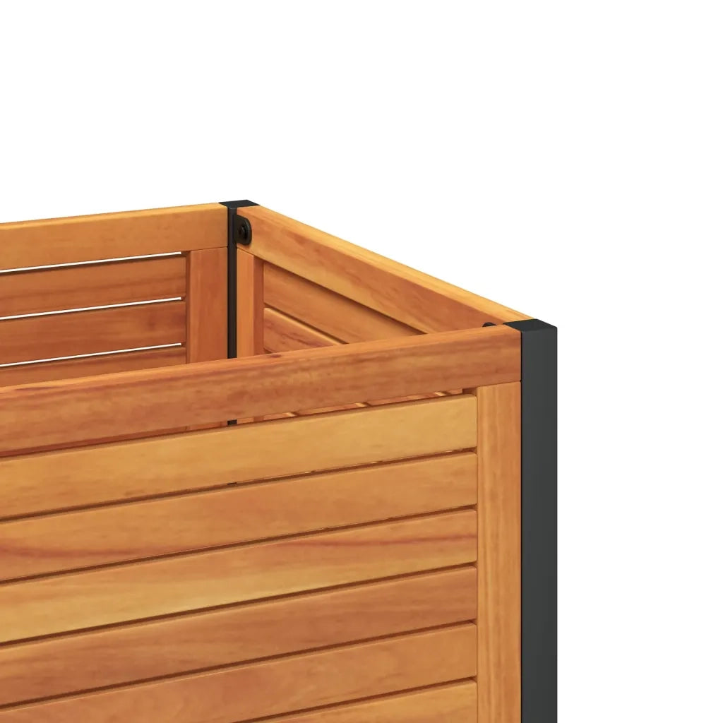 Fioriera con Ripiano-Vaso con Mensola 45x45x80 cm in Legno Acacia e Acciaio
