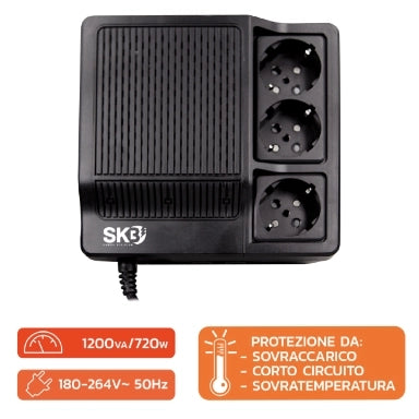 STABILIZZATORE ELETTRONICO DI TENSIONE 1200VA 720W SKB