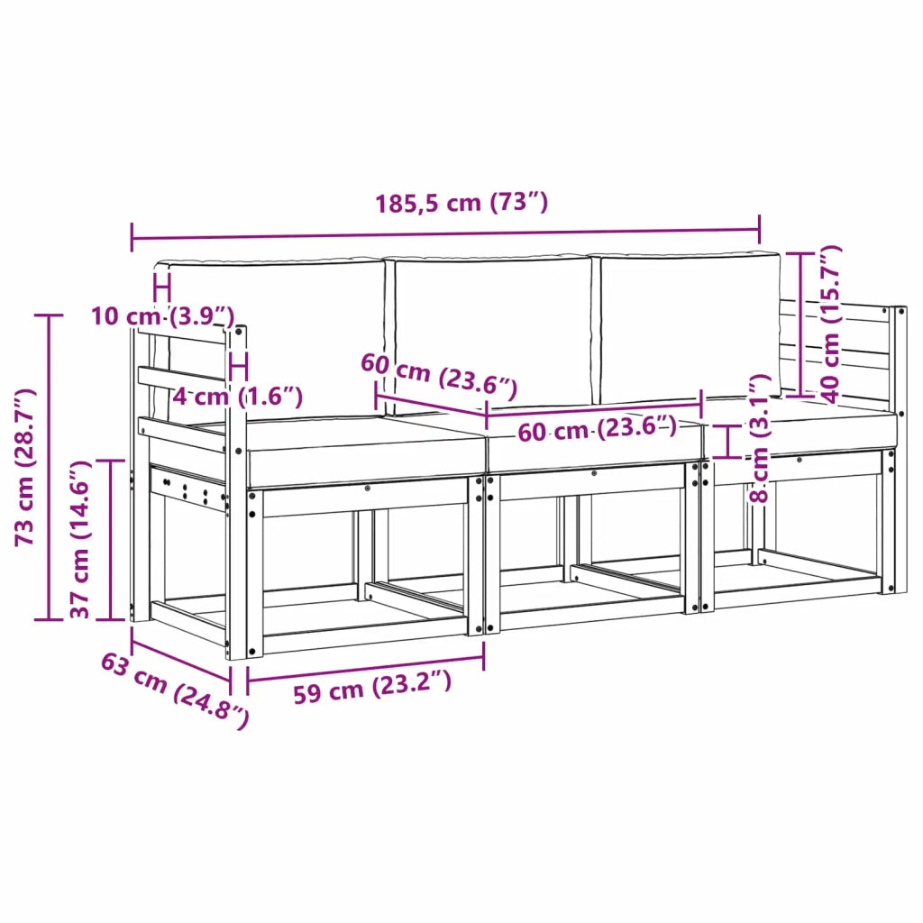 Set di divani da esterno 3 pcs 3387162