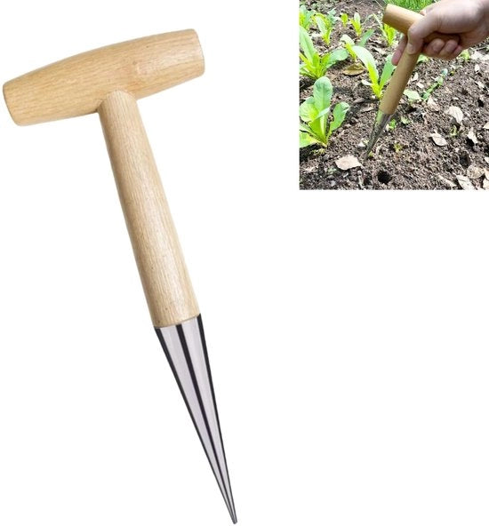 Strumento per piantare bulbi, aglio e semi - 28cm, Manico T ergonomico, Materiale duraturo e strumento per piante efficiente
