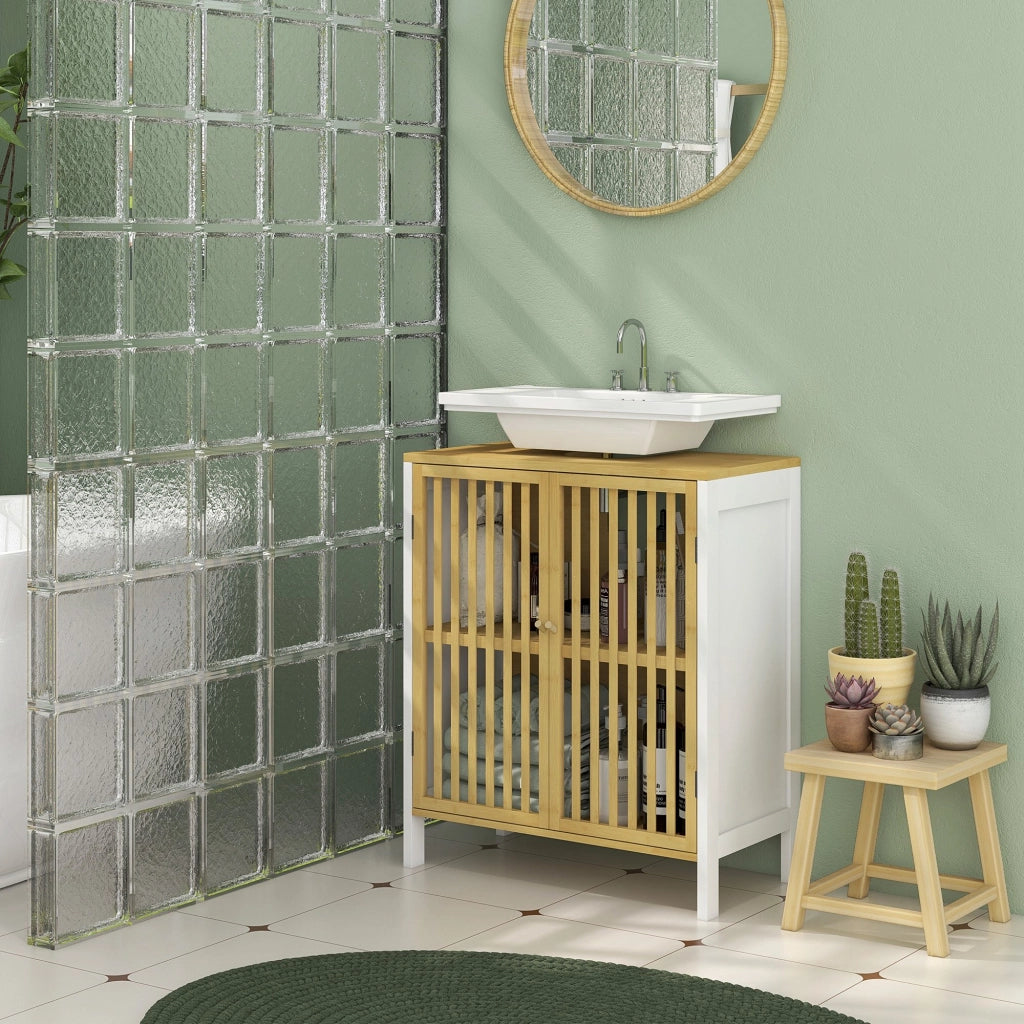 Mobile sottolavabo con ante e ripiano regolabile ¨C Xylo ¨C Bamb¨´ e MDF 60x30x70 cm