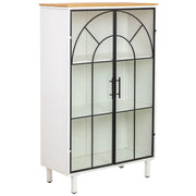 Vetrina in metallo, legno e vetro, 2 ante, bianco, 80x35x130,5h cm