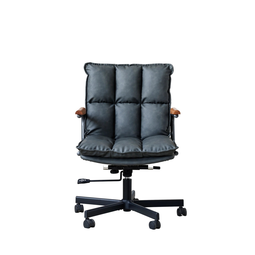 Sedia da ufficio ergonomica girevole 360° regolabile in pelle sintetica e metallo, Nero