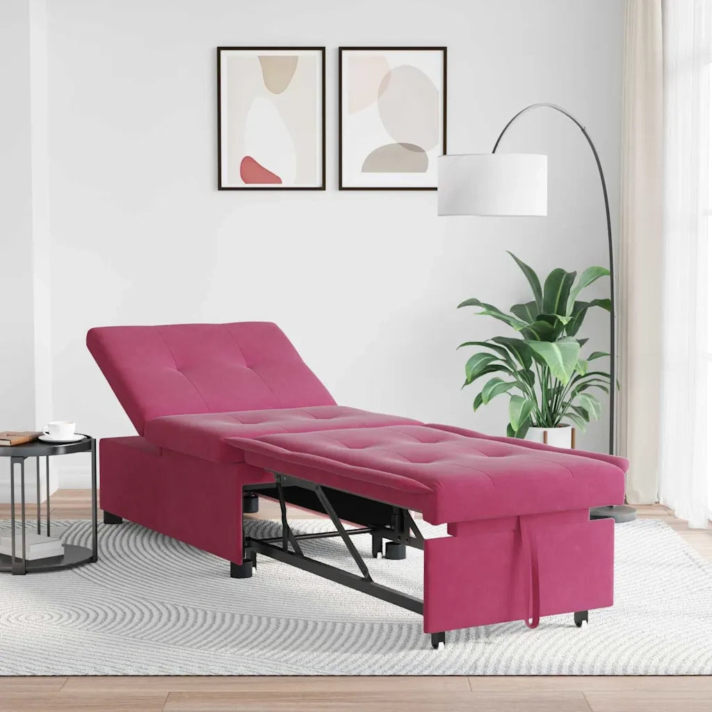 Divano letto Rosso Vino 194 x 67 x 82 cm Velluto 42008599