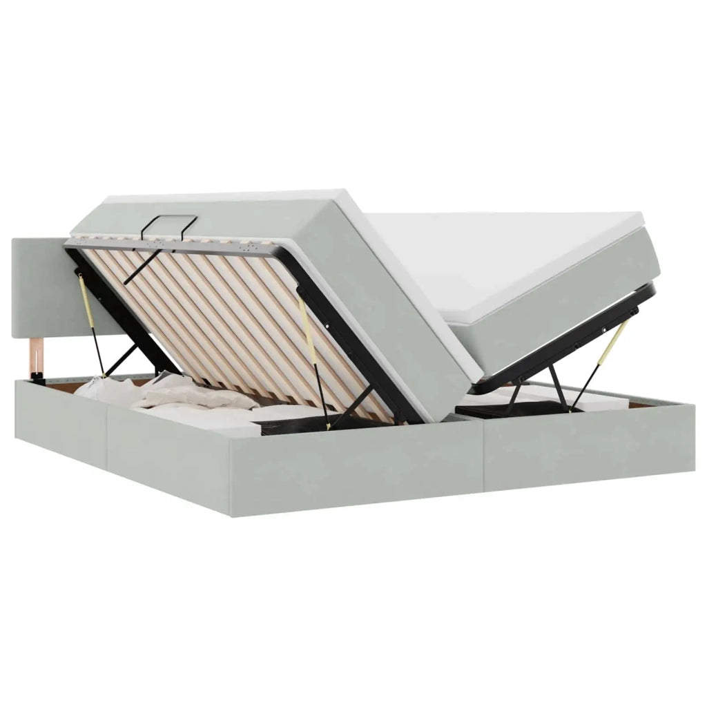 Letto con Contenitore con materasso Grigio chiaro 100 x 200 cm 3370967