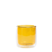 No Bilia Set 4 Bicchieri Vetrocamera Tumbler Borosilicato Doppia Parete Trasparente e Giallo Oro Design Contemporaneo Elegante Alta Resistenza