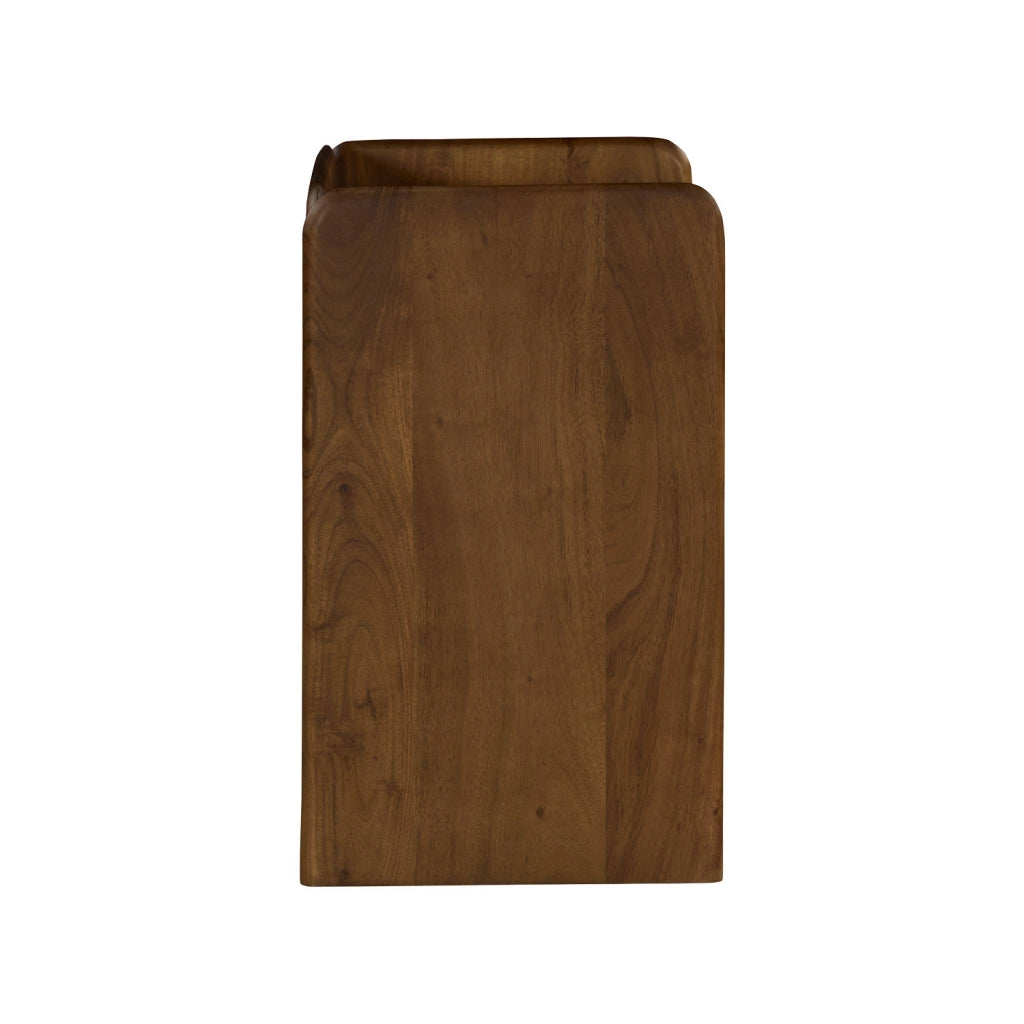 Set 2 comodini esotici in legno di acacia a 2 livelli, noce