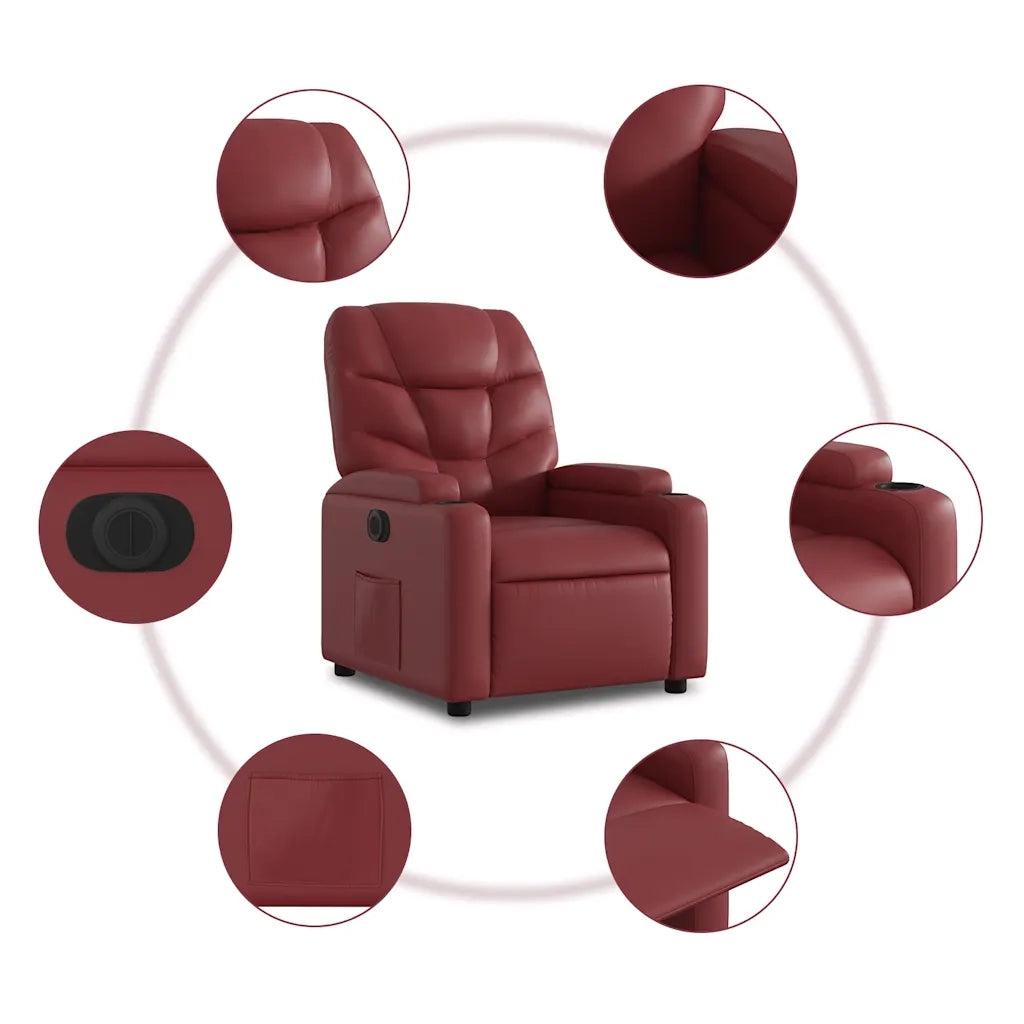 Poltrona | Sedia Relax Reclinabile Elettrica Rosso Vino in Similpelle