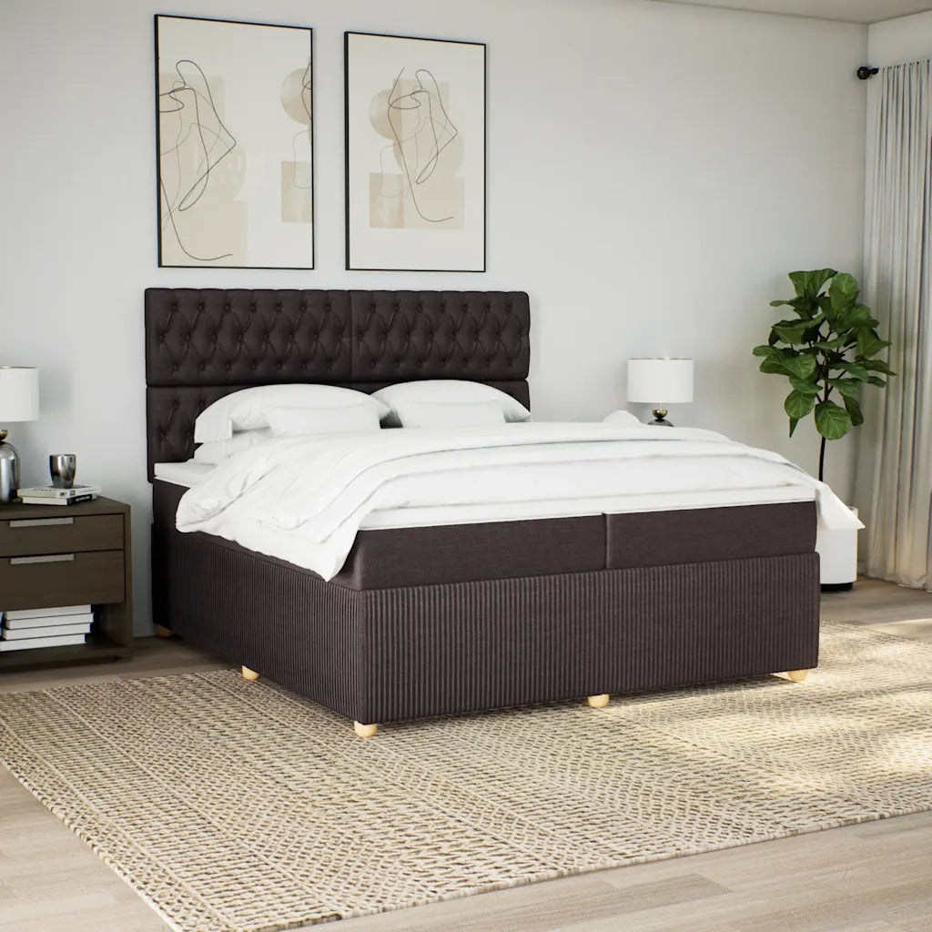 Giroletto a Molle con Materasso Marrone Scuro 200x200cm Tessuto 3292173