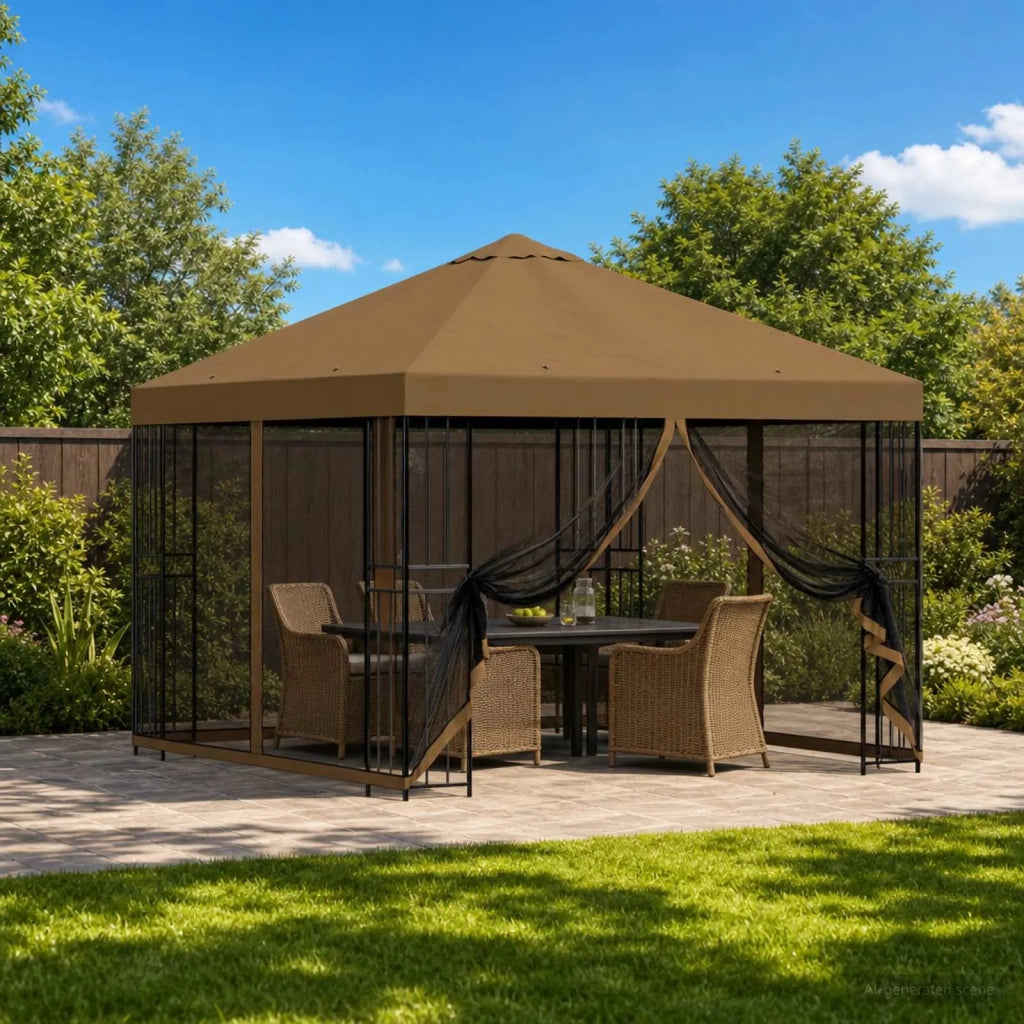 Gazebo | Pergolato da giardino con pareti laterali 3 x 3 m Tortora
