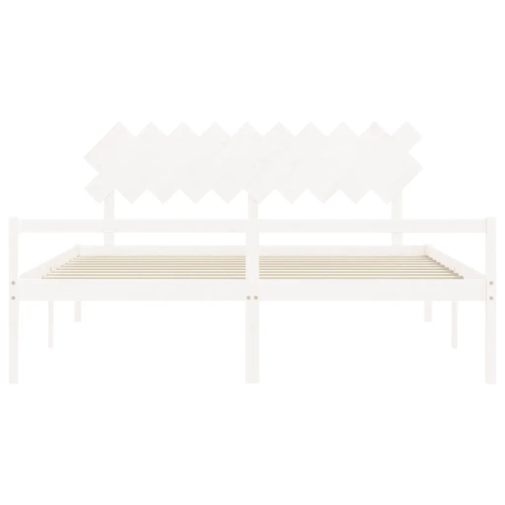 Letto per Anziani con Testiera-Struttura Letto per Anziani Bianco 200x200 cm Legno Massello 240112