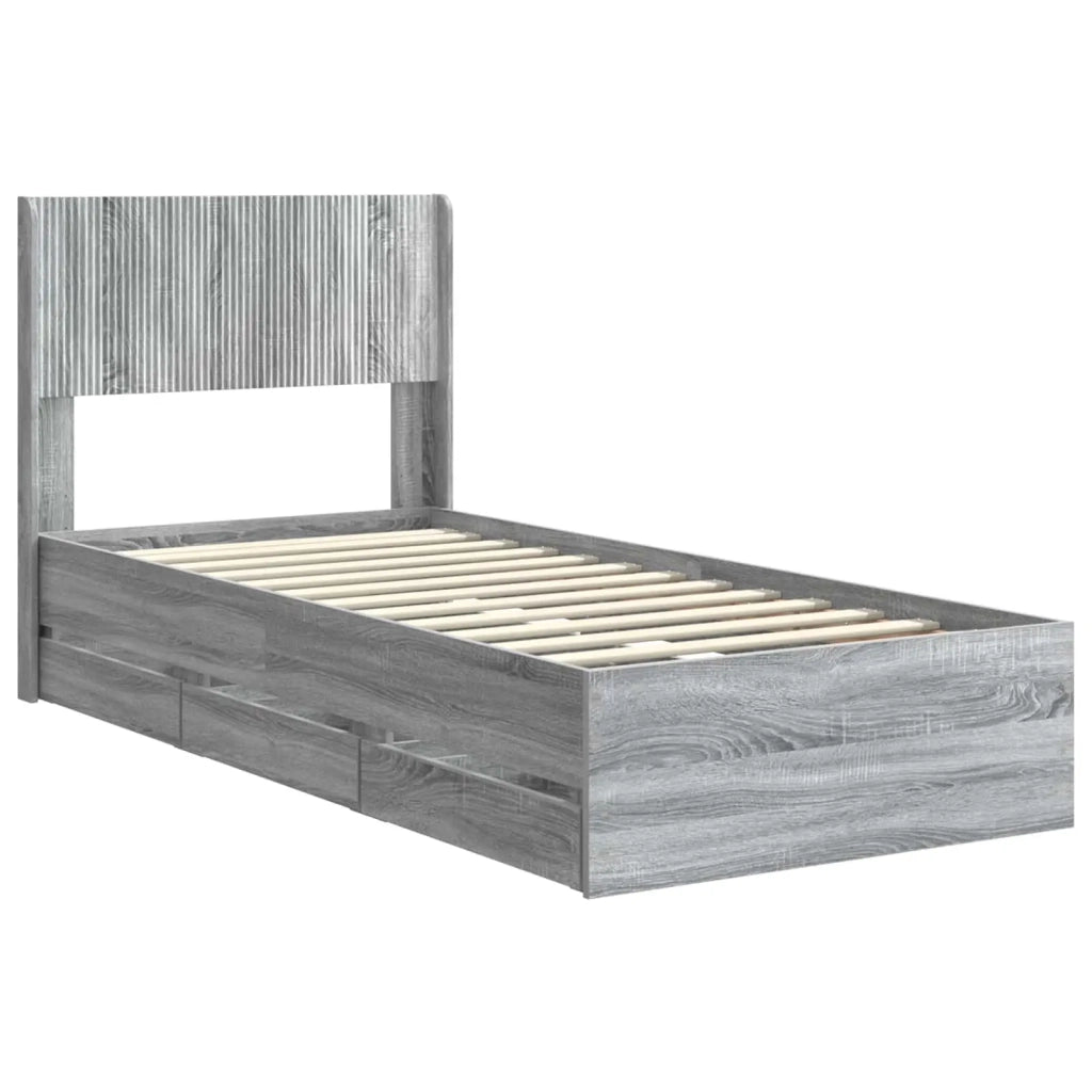 Struttura del letto con stoccaggio e testata Grigio Sonoma 3414334