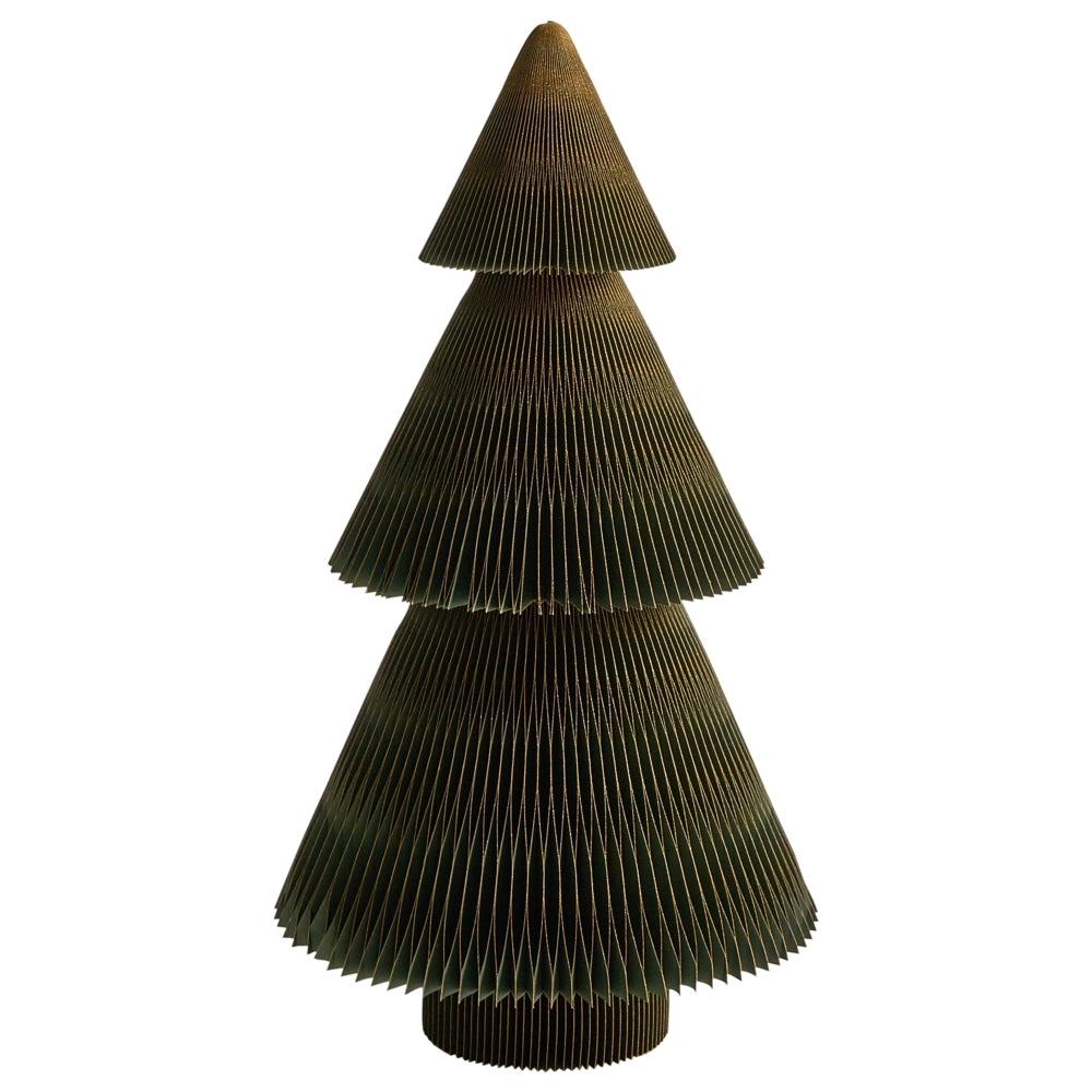 Set di 2 alberi di Natale Figurine Beige e verde Carta a nido d'ape Effetto 3D Stile Origami Motivo festivo