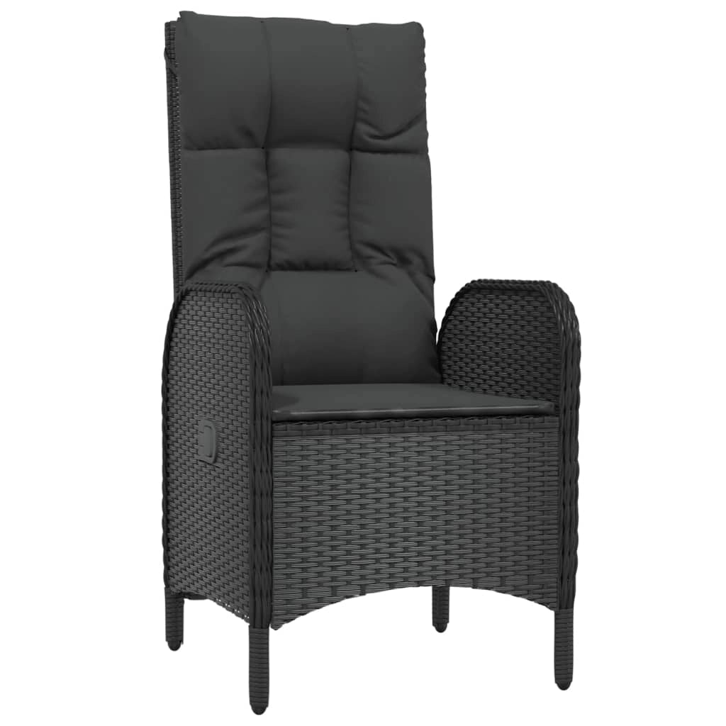 Set da pranzo da giardino da 9 pezzi e cuscini resina intrecciata nera 02_0014836