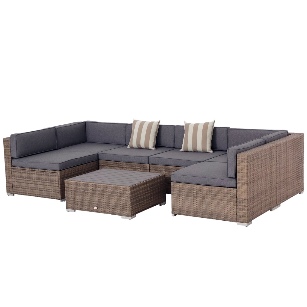 Set Giardino 7 Pezzi con Divano Modulabile e Tavolino in Rattan ¨C Minimal ¨C Grigio