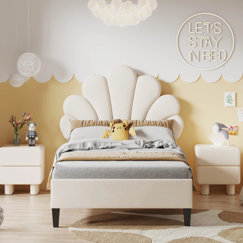 letto imbottito velluto beige 90 x 200 cm